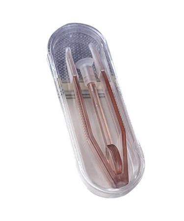 Portable contact lenses insert and remove tool set with shovels tweezers for trips and home use multifunctional contact lens wear tool holder brown