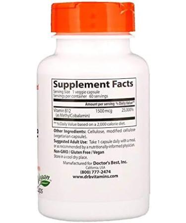 Doctor's Best Fully Active B12 1500 mcg - 60 Vcaps | High Potency Vitamin B12 Supplement - Buy Online on GoSupps.com