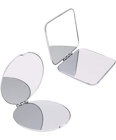 Folding Makeup Mirror Portable Stainless Steel Cosmetic Mirror Double Sided Pocket Mirror Square Beauty Tools - Buy Online on GoSupps.com