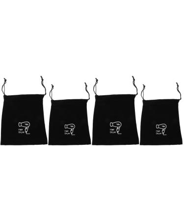 OHPHCALL 2sets Storage Bag Hair Dryer Dust Bag Pouch Travel Hair Dryer Gym Bag Flocking Cloth Black 2pcs*2