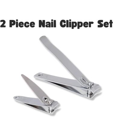 Invero 2 Piece Nail Clipper Set - Stainless Steel Fingernail Toenails Clippers - Heavy Duty Professional Pedicure and Manicure Set - Ideal for Men and Women - Buy Online on GoSupps.com