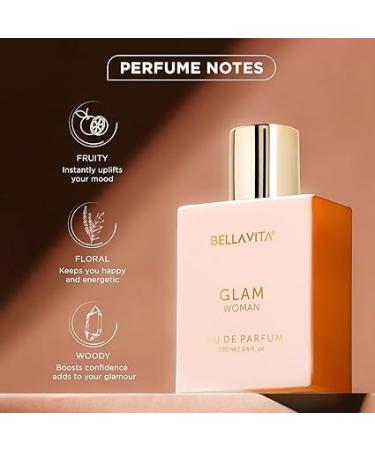 GLAM Woman Eau De Parfum with African Orange Jasmine & Patchouli|Premium Long Lasting Floral & Woody Fragrance EDP for Women 100ML - Buy Online on GoSupps.com