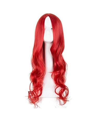LFMDJF Blonde Wigs Synthetic Heat Resistant Fiber Long Curly Middle Part Line Hair Women Female Party Hairpiece 26inches 1B/30HL Red