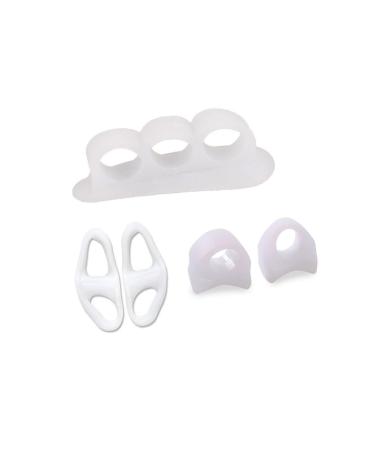 HEXILIN 4 Pairs Soft Toe Separator and Stretcher Bunion Corrector Splint Kit Bunions Straightener and Spreader One Size Fits All Bunions for Bunion (White One Size) White One Size