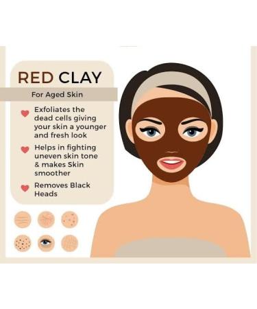 Natural Indian Red Clay Powder - Edible Organic Clay for Face Mask | 7 oz (200g - Buy Online on GoSupps.com