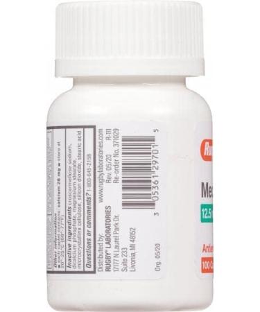 Rugby Meclizine 12.5mg Antiemetic 100CT - Fast Relief from Nausea - Pack of 1 - Buy Online on GoSupps.com