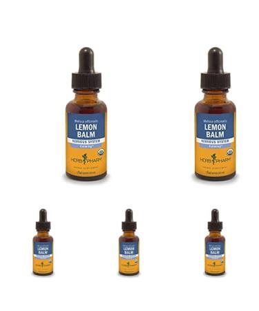 Herb Pharm Certified Organic Lemon Balm Liquid Extract for Calming Nervous System Support Organic Cane Alcohol 1 Ounce (Pack of 5) 1 Fl Oz (Pack of 5)