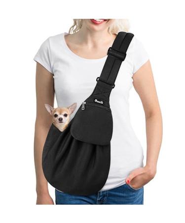 Slowton dog carrier bag pet dog bag with adjustable padded shoulder strap and front bag carrying bag dog for walking outdoors and excursions (black and sweaters fabric) black sweater fabric S (for pets 1.3-3.6kg) - Buy Online on GoSupps.com