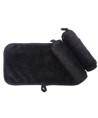 Kinhwa washcloth frote 3 pieces make-up remover microfiber make-up kiss soft & absorbent facial cleaning towels reusable & washable lint-free & luxurious black 15cm x 30cm black 3 pieces (1 Pack) - Buy Online on GoSupps.com