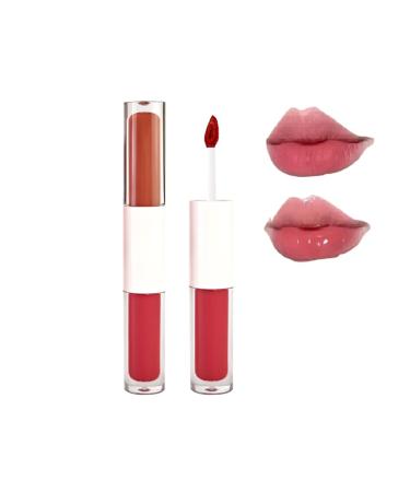 Lip Gloss Cosmetic Makeup Waterproof Glossy and Matte Lipstick Lip Balm Double Head Waterproof Efficient Long Lasting Mosterizing Made from Minerals and Vegan Easy Wearing Pink