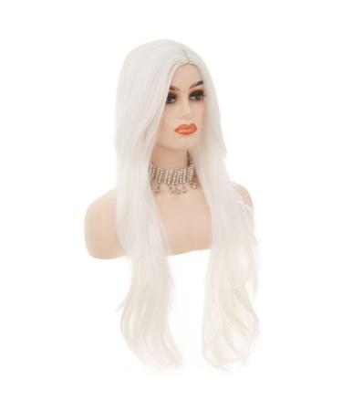 White Long Curly Wig for Women Wavy Synthetic Fiber Cosplay & Daily Wear - Buy Online on GoSupps.com