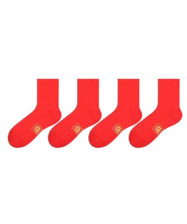 Chinese New Year Red Socks Embroidered Autumn and Winter Warm Men's & Women's Cotton Socks Comfortable and Breathable (Color : RED-A Size : 34-42) 34-42 Red-a