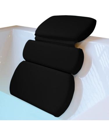 Gorilla Grip Luxury Bath Pillow, Slip Resistant Waterproof Bathtub Head and Neck Support, Relaxing Spa Jacuzzi Cushion Accessory for Soaking Tub, Fits Curved or Straight Back Tubs Strong Suction Black 19.5 x 14.5 Inch Black
