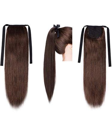 100% Remy Human Hair Dark Brown Clip In Ponytail Extensions - Sego Ponytail Braid Hair Piece 16 (45cm) - 80g - Buy Online on GoSupps.com