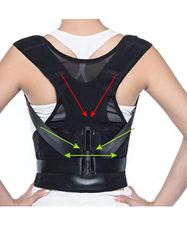 Posture Correction Belt Shoulder Waist Corrector Adjustable Adult Nylon Black Posture Correction Belt(L code) L code D