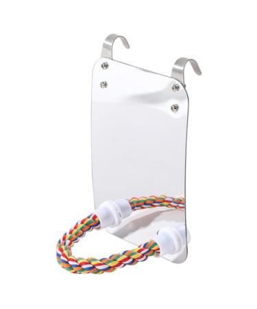 Bird Mirror Universal Birdcage Hanging Toy Bird Toy Swing with Bird Stand Rope Perch for Parrot Parakeet Cockatiels Cockatoo Budgie Finch (6.97 Inch)