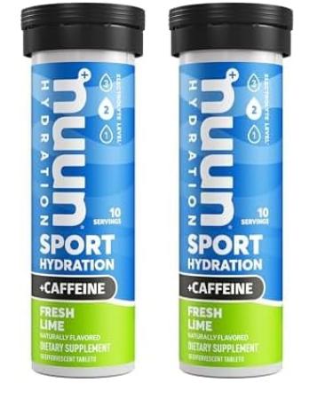 Nuun Sport + Caffeine: Electrolyte Tablets Fresh Lime 1 Tube (10 servings) (Pack of 2) 10 Count (Pack of 2)
