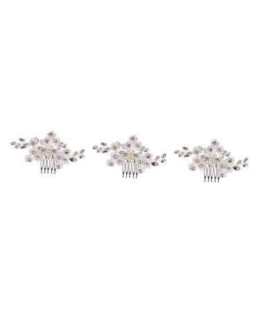 FRCOLOR Set of 3 Bridal Comb Wedding Hair Clip Hair Accessories for Wedding Bridal Hair Comb Hair Accessories for the Bride Permanent Spray Bottle White Made of Soft Ceramic Korean Version Pearl