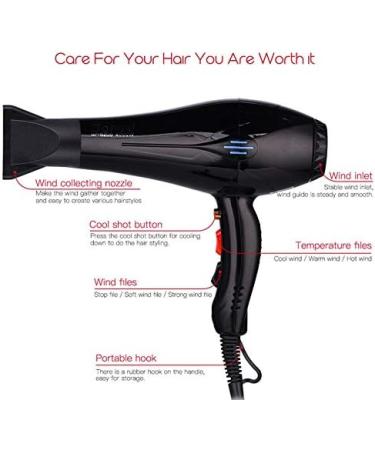 4000W Powerful Professional Salon Hair Dryer Negative Ion Blow Dryer Electric Hairdryer Hot/Cold Wind With Air Collecting Nozzle - Buy Online on GoSupps.com