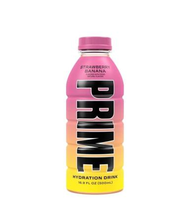 PRIME Hydration Strawberry Banana | Sports Drinks | Electrolyte Enhanced for Ultimate Hydration | 250mg BCAAs | USA IMPORT | 16.9 Fluid Ounce | 500ml