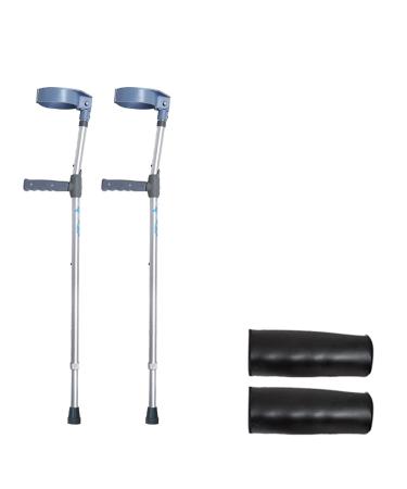 Adult Aluminum Medical Forearm Crutch Adjustable Walking Crutches Open Cuff Ergonomic Handle with Comfy Grip Gray Decorate Lucky Star