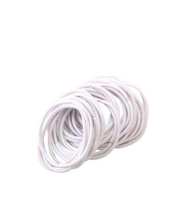 FEIFEI'S BOW 50pcs 2.5mm Thin Hair Scrunchies for Girls Women School Uniform Endless White