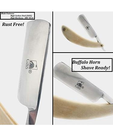G.B.S Straight Blade Horn Ivory Razor | Carbon Steel | Effortless Glide - International Shipping Available - Buy Online on GoSupps.com