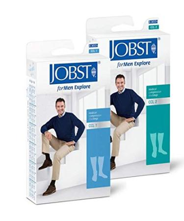 Jobst forms Explore - Men's compression stockings knee socks |KKL1 |Regular |Navy |V |Travel socks |Commercial socks |With cotton and integrated carbon fibers