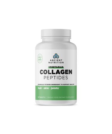 Ancient Nutrition Vegetarian Collagen Peptides, Collagen Peptides Tablets, Collagen with Prebiotics and Probiotics, Supports Healthy Skin, Hair, Joints, Digestion, Vegetarian Capsules, 30 Count