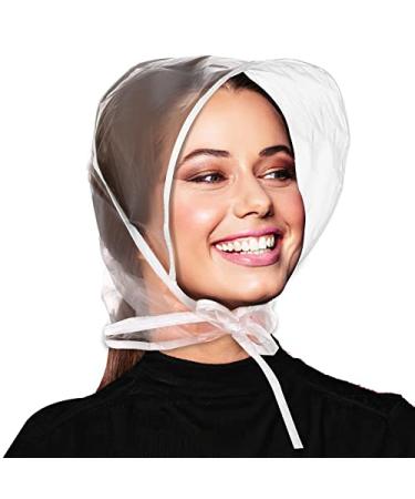 Lusofie 6 Pieces Rain Bonnet with Visor Clear Waterproof Rain Scarf Protect Hairstyle Plastic Rain Hats for Women Transparent
