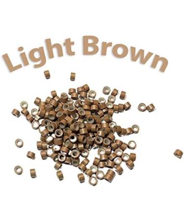 Kiara World 100 Light Brown Silicone Lined Micro Rings Beads 5mm for Pre Bonded I Tip Human Hair Extensions Feather Extensions - Buy Online on GoSupps.com
