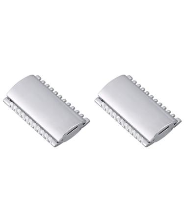 Minkissy 2 pieces replacement double edge without alternative durable head comb pattern tool vagina blade salon trimmer for cover delivers protective alloy razor zinc house safety mediumx2pcs silverx2st