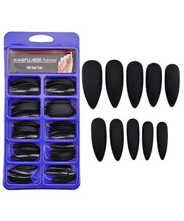 100 Stiletto Press-On Tips Black matt - Click-It nails for quick nail extension - Fullcover Nails - Buy Online on GoSupps.com