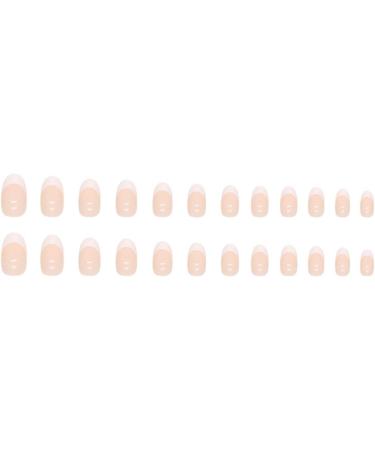 JUSTOTRY 24 Pcs Oval Short White French False Nails with Glue - Glossy Almond Stick on Nails for Women - Buy Online on GoSupps.com