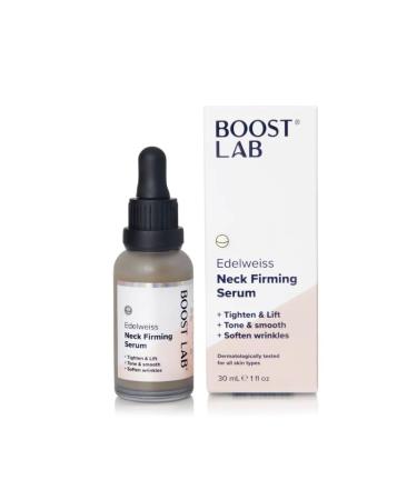 BOOST LAB Edelweiss Neck Firming Serum - Reduce Neck Wrinkles & Neck Ageing - Lifts & Smooths Crepe-Like Sagging Skin - Paraben Free Sulphate Free Fragrance Free - 30 ml (1 fl oz)
