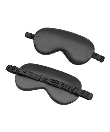 Mulberry Silk Sleep Eye Mask Soft Good Night Eye Cover Eyeshade Blindfold with Elastic Strap Black 1 Count (Pack of 1)