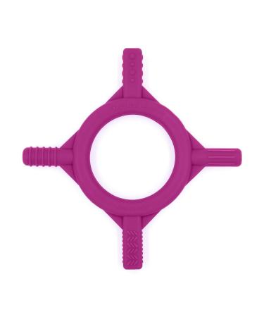 ARK guitar baby bite ring with smoother and textured surface for dental babies from the age of 5 to 6 months including ATC care instructions - jaw motor skills bite block teeth (soft magenta)