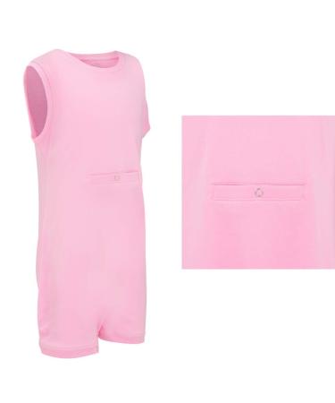 SpecialKids.Company Popper Vest Sleeveless Bodysuit with Crouch Snap Button & Tube Access Adaptive Clothing for Children with Special Needs Supersoft Cotton Elastane Fabric By Kaycey 13-14 Years Pink