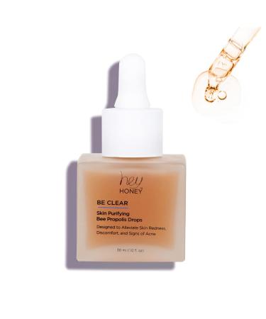 Hey Honey Skincare Be Clear Skin Purifying Bee Propolis Drops Serum | Designed To Alleviate Skin Redness  Discomfort  Blemishes & Acne | 1 Oz