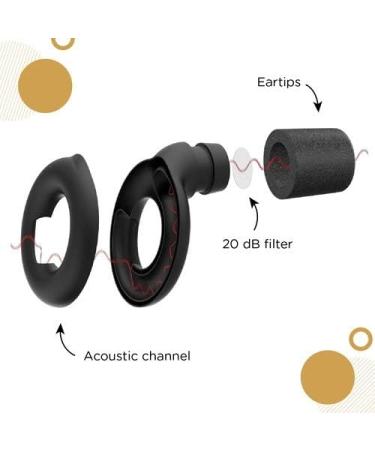 High Fidelity Loop Earplugs for Noise Reduction - 20 dB Filter Sound Blocking (2 Ear Plugs) - Ideal for Concerts, Work, Studying, Musicians, Motorcycles, and Relaxation - Gold - Buy Online on GoSupps.com