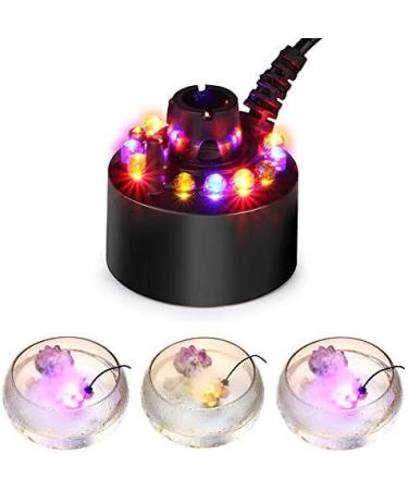 PAIDUOJI Color Changing LED Pond Fountain Fogger Humidifier - 12 LED Lights Atomizer with AC Adapter (Black) - International Shipping Available - Buy Online on GoSupps.com