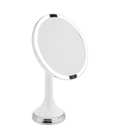 mDesign Modern Motion Sensor LED Lighted Makeup Bathroom Vanity Mirror  Large 8 Round  3X Magnification  Hands-Free  Rechargeable and Cordless - White/Chrome