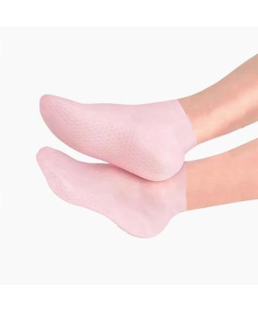 ANCLLO Silicone Moisturizing Socks Women Foot Spa Pedicure Silicone Socks for Cracked Feet Elastic Non Slip Multi Purpose Pink (M) - Buy Online on GoSupps.com