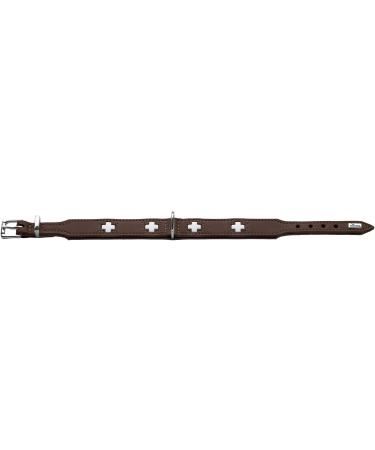 HUNTER SWISS Leather Dog Collar - High Quality Brown/Black Size 50 (SM) - Stylish Swiss Cross Design for Small Dogs - Buy Online on GoSupps.com