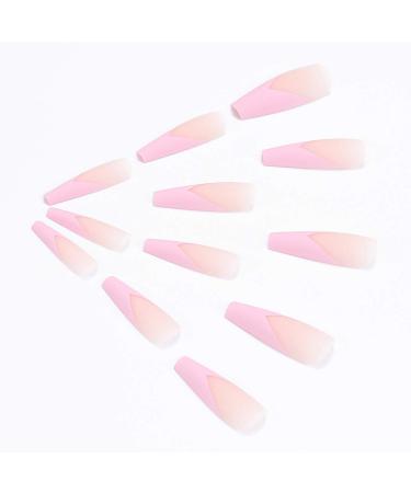 Brishow Coffin Artificial Nails - Pink Ballerina Acrylic Press-On Full Cover Nails (24pcs) for Women & Girls - Buy Online on GoSupps.com