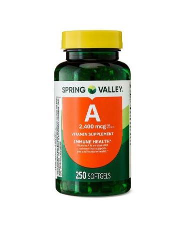 H4U Spring Valley Vitamin A Supplement Softgels for Immune Health 2400 mcg 250 Count