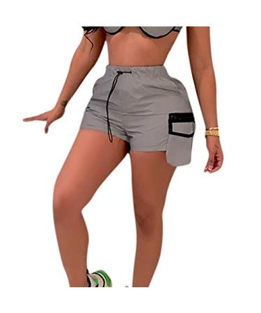 Women's Sexy Reflective Shorts Pants Shiny Sport Bottoms Night Club Party Festival Rave Outfit Gray-b X-Large