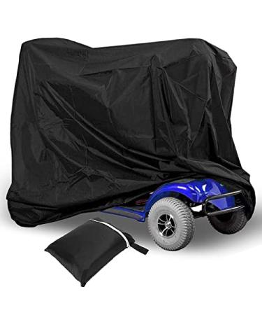 Mobility Scooter Cover Rain Cover for Wheelchair 420D Electric Vehicle Covers Waterproof Fits Most Mobility Scooters Anti Dust Sun Rain Wind Proof UV Protection (170x61x117 cm Black) 170x61x117 cm Black