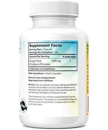 Dr. Clark Ginger Root Supplement 500mg - Digestive Support - 100 Gelatin Capsules - Buy Online on GoSupps.com
