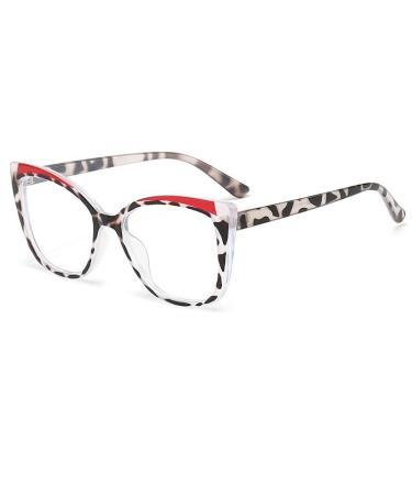 SERONI Tr90 Cat Eye Frame Blue Light Blocking Glasses for Women Men Anti UV Ray Computer Reading Glasses for Women Men Tortoises 55 Millimeters